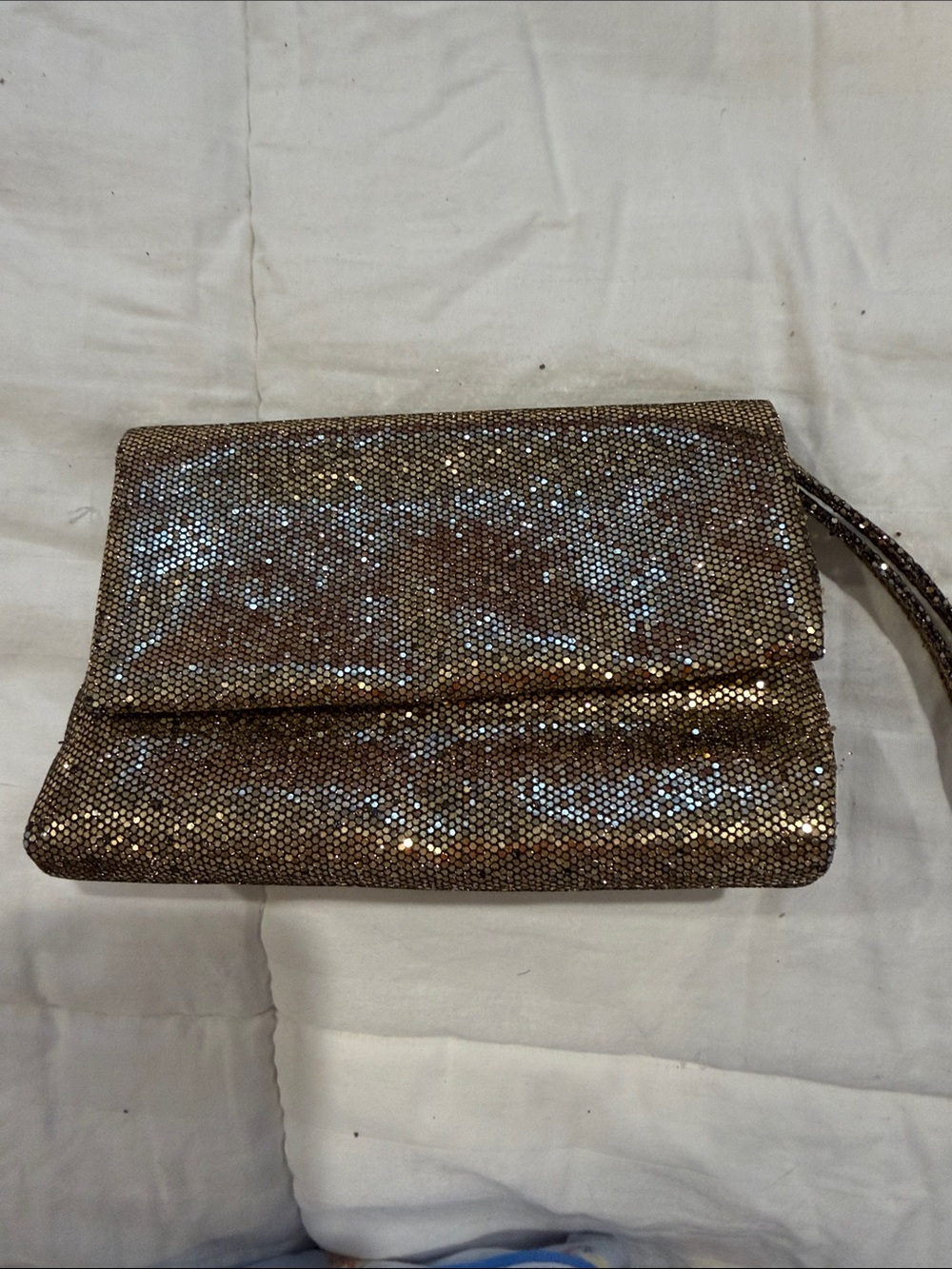 Neiman Marcus Gold Sequin Wristlet Clutch